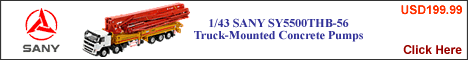 1/43 SANY SY5500THB-56 Truck-Mounted Concrete Pumps